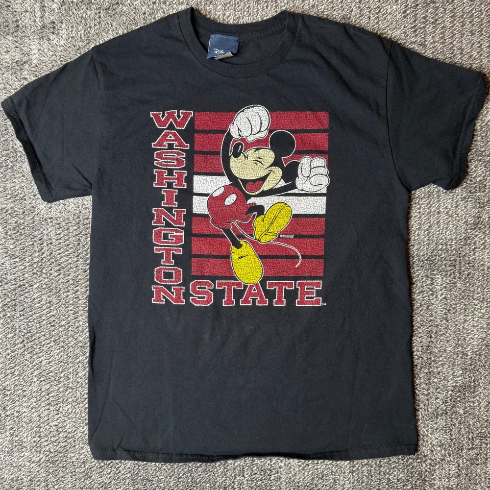 Disney Blue 84 Washington State Mickey Mouse T-Shirt Mens Medium Black NCAA VTG